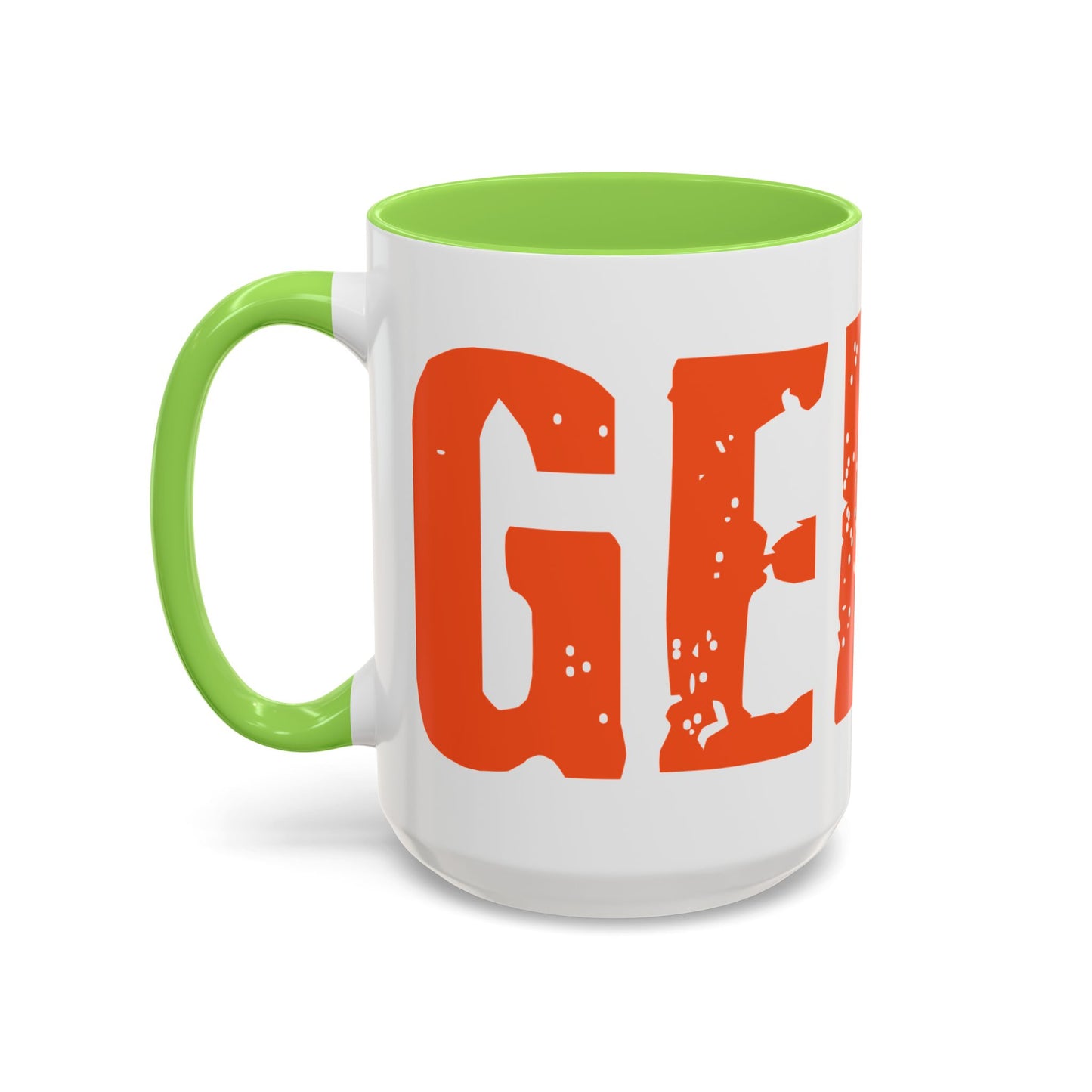 Mug — Bold Distressed Orange Text Coffee Cup (11oz/15oz)