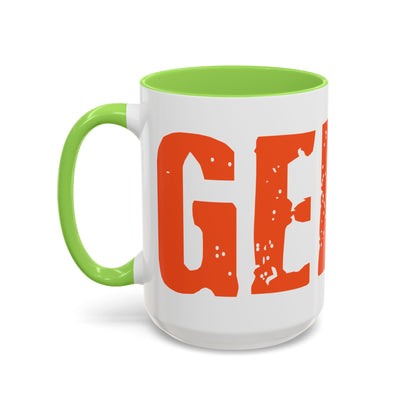 Mug — Bold Distressed Orange Text Coffee Cup (11oz/15oz)