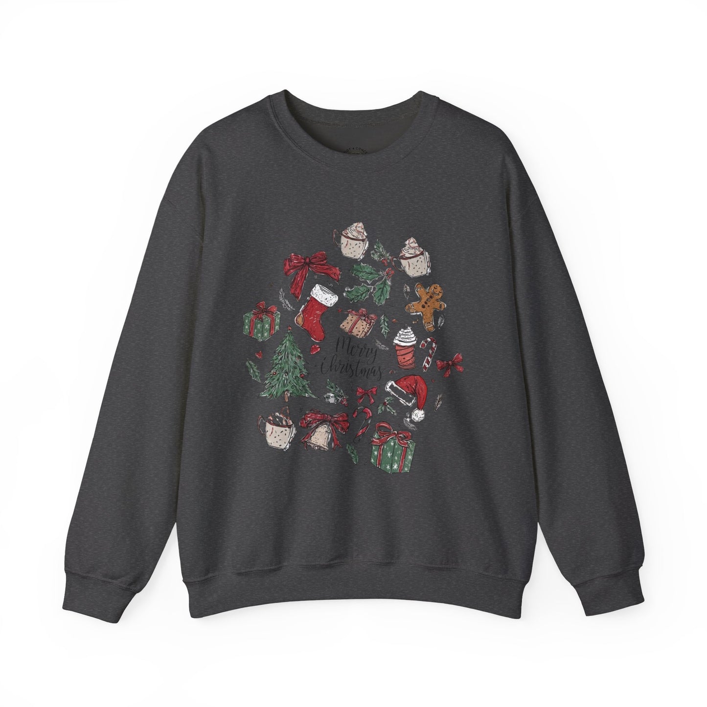 Christmas Cozy Crewneck Sweatshirt — "Merry Christmas" Holiday Icons Design