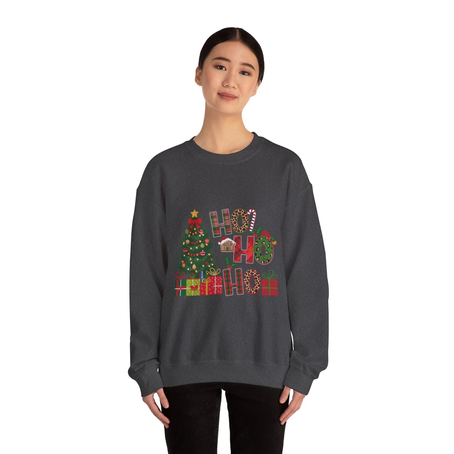 Ho Ho Ho Christmas Sweatshirt – Festive Tree & Gifts Holiday Crewneck