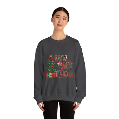 Ho Ho Ho Christmas Sweatshirt – Festive Tree & Gifts Holiday Crewneck