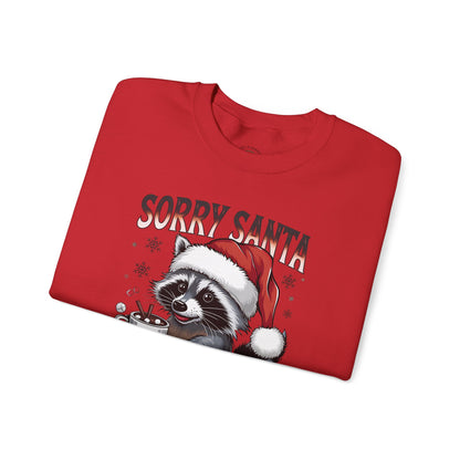Raccoon Christmas Sweatshirt - "Sorry Santa I've Been Feral" Holiday Crewneck