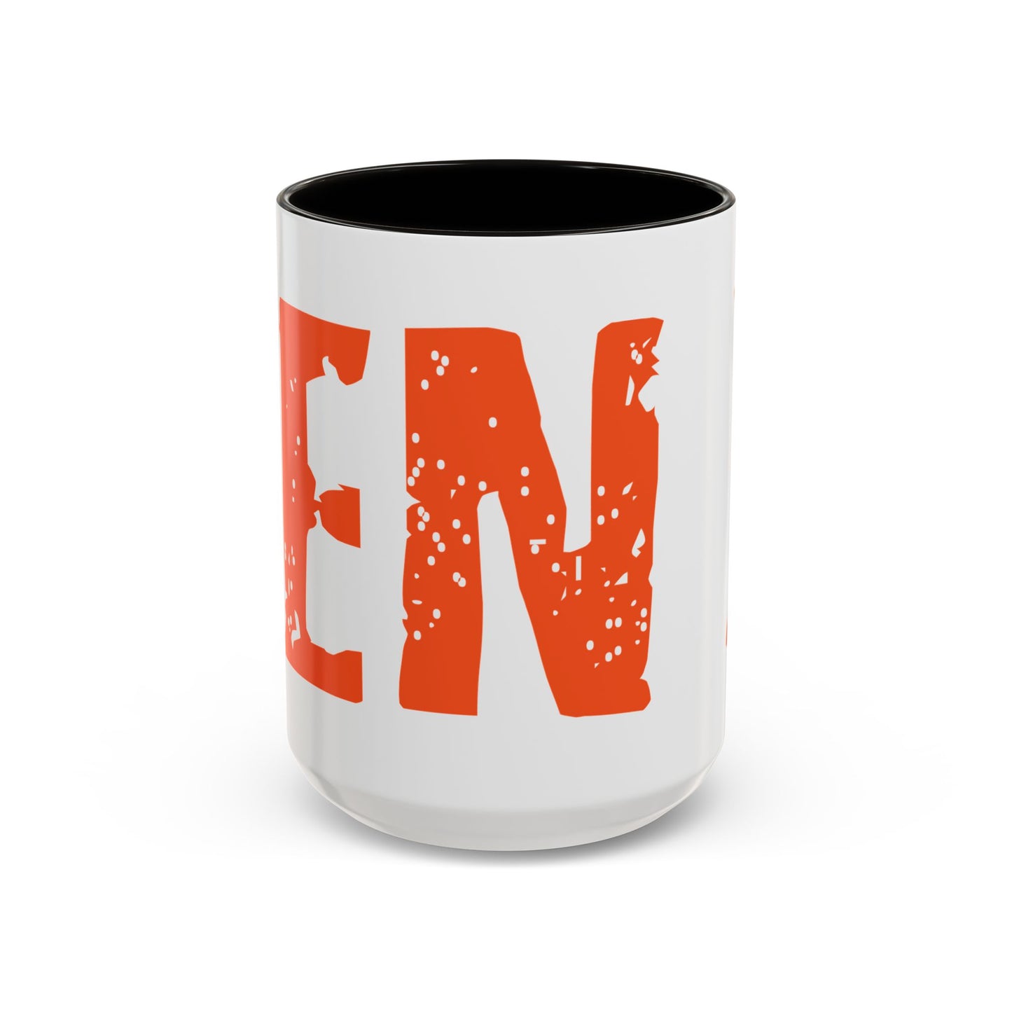 Mug — Bold Distressed Orange Text Coffee Cup (11oz/15oz)
