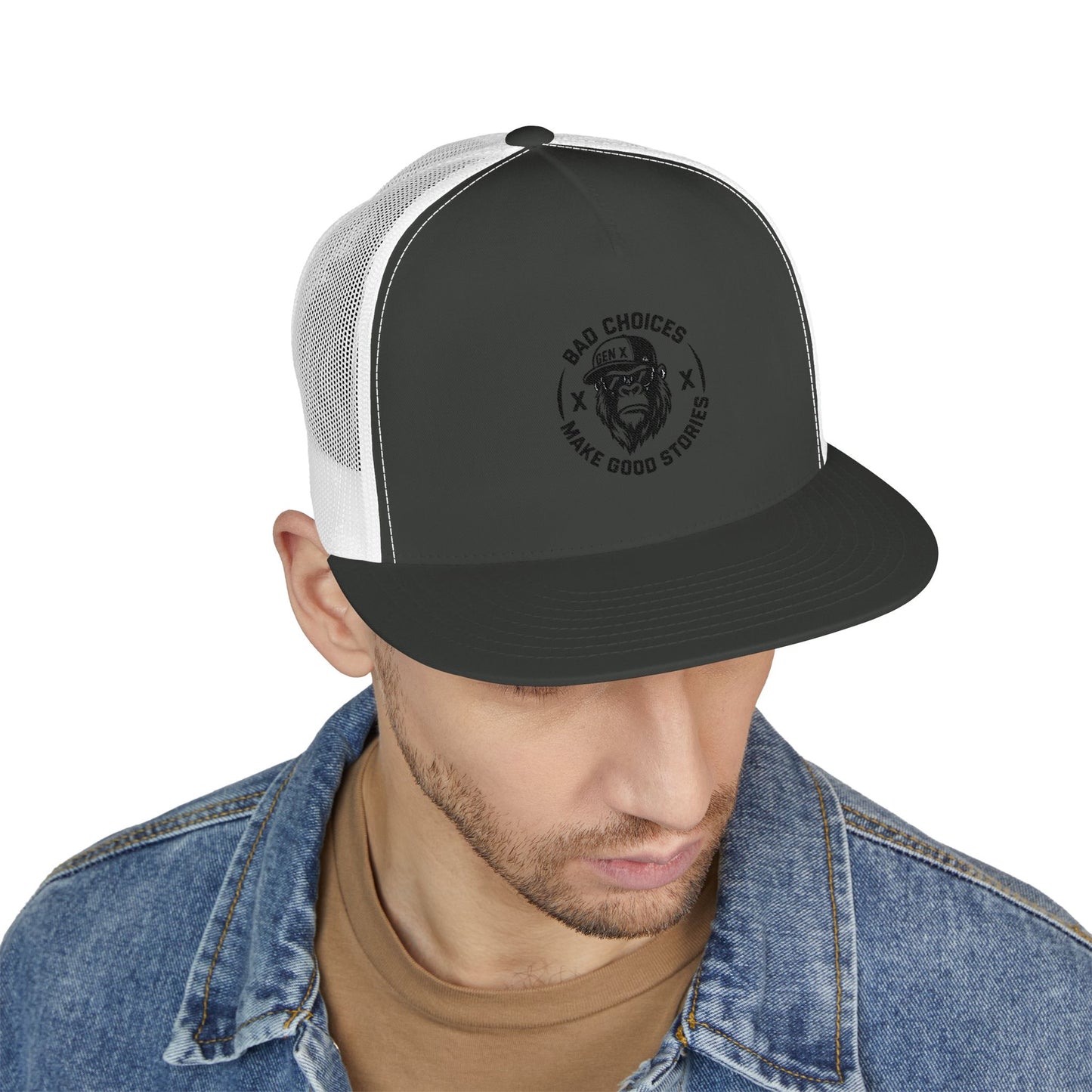 Embroidered 5 Panel Trucker Cap - Stylish Casual Hat for Outdoor Adventures, Perfect Gift for Dad, Summer Vibes, Fashionable Headwear