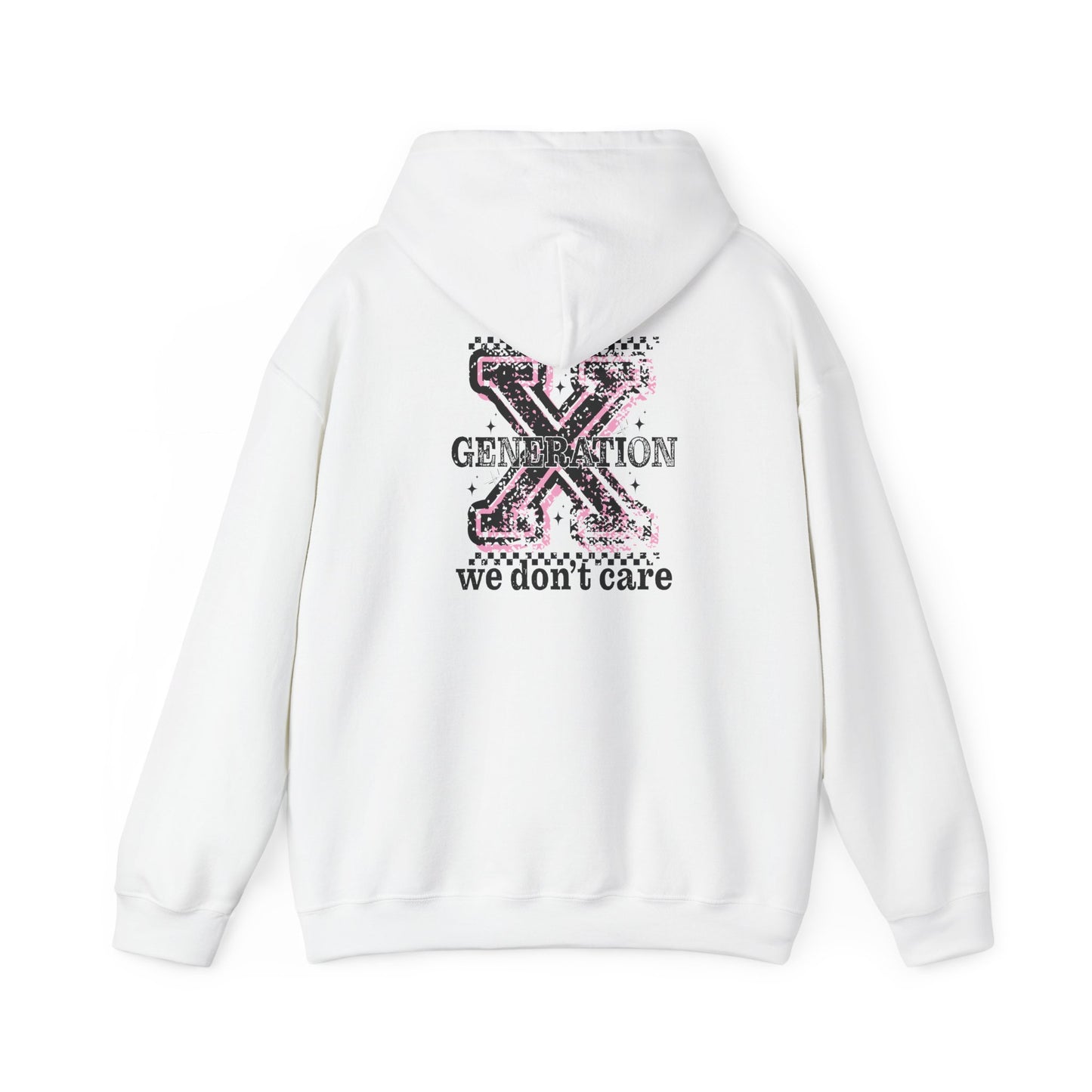 Generation X 'We Don't Care' Hoodie - Retro Grunge X Logo Sweatshirt