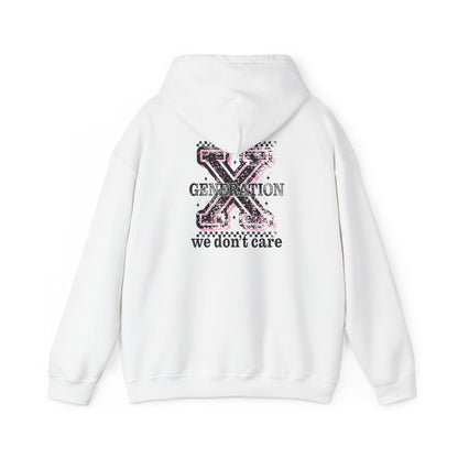Generation X 'We Don't Care' Hoodie - Retro Grunge X Logo Sweatshirt