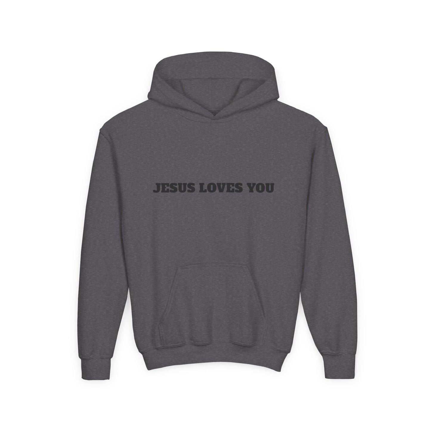 Youth Hoodie — "Jesus Loves You" Christian Scripture Sweatshirt (John 13:34)