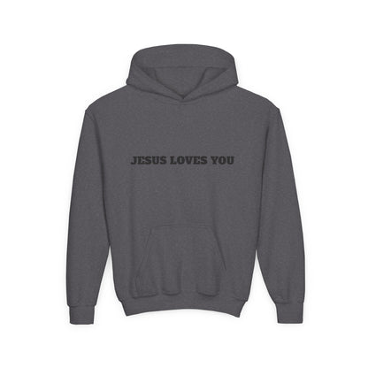 Youth Hoodie — "Jesus Loves You" Christian Scripture Sweatshirt (John 13:34)