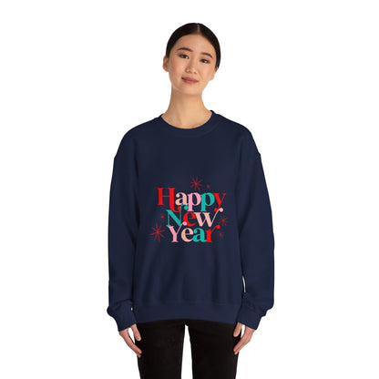 New Year Crewneck Sweatshirt — "Happy New Year" Festive Holiday Sweatshirt