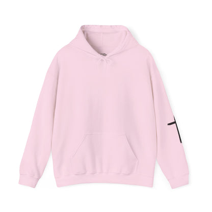 Blessed Cross Hoodie — Christian Faith Pullover with Cross Sleeve Design