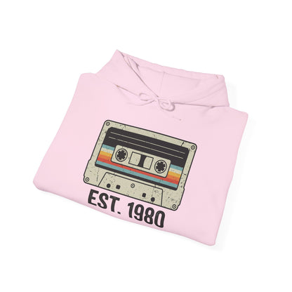 1980 Retro Cassette Hoodie — Est. 1980 Vintage Music Sweatshirt