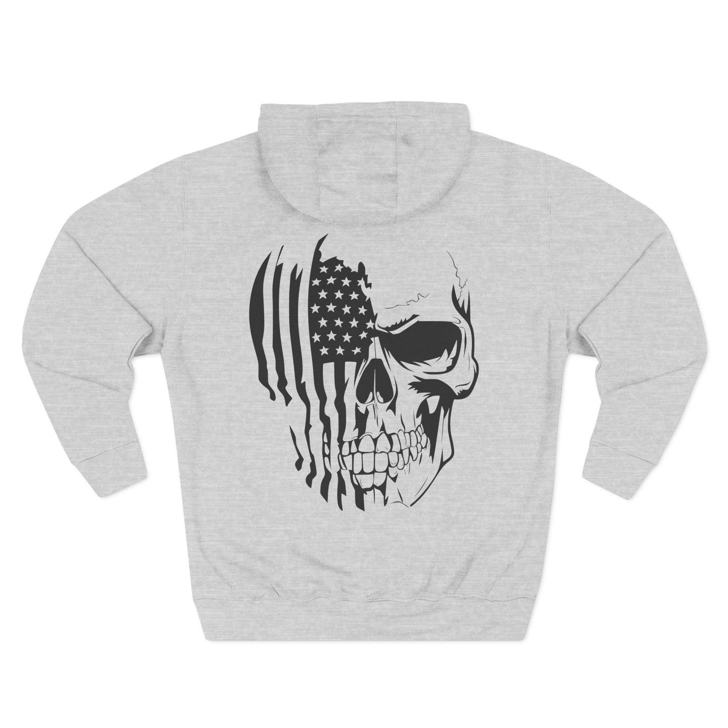 American Flag Skull Hoodie – Patriotic Grunge Fleece Pullover