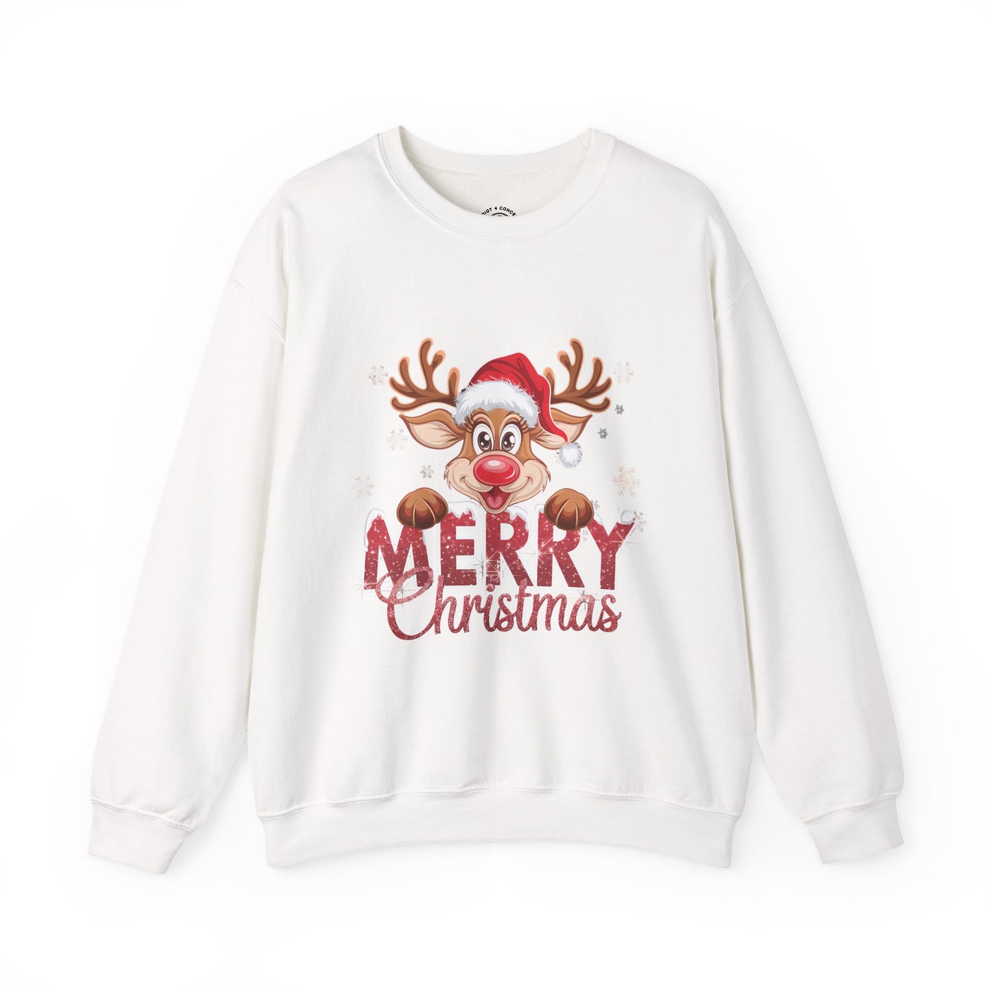 Christmas Reindeer Crewneck Sweatshirt — 'Merry Christmas' Holiday Pullover