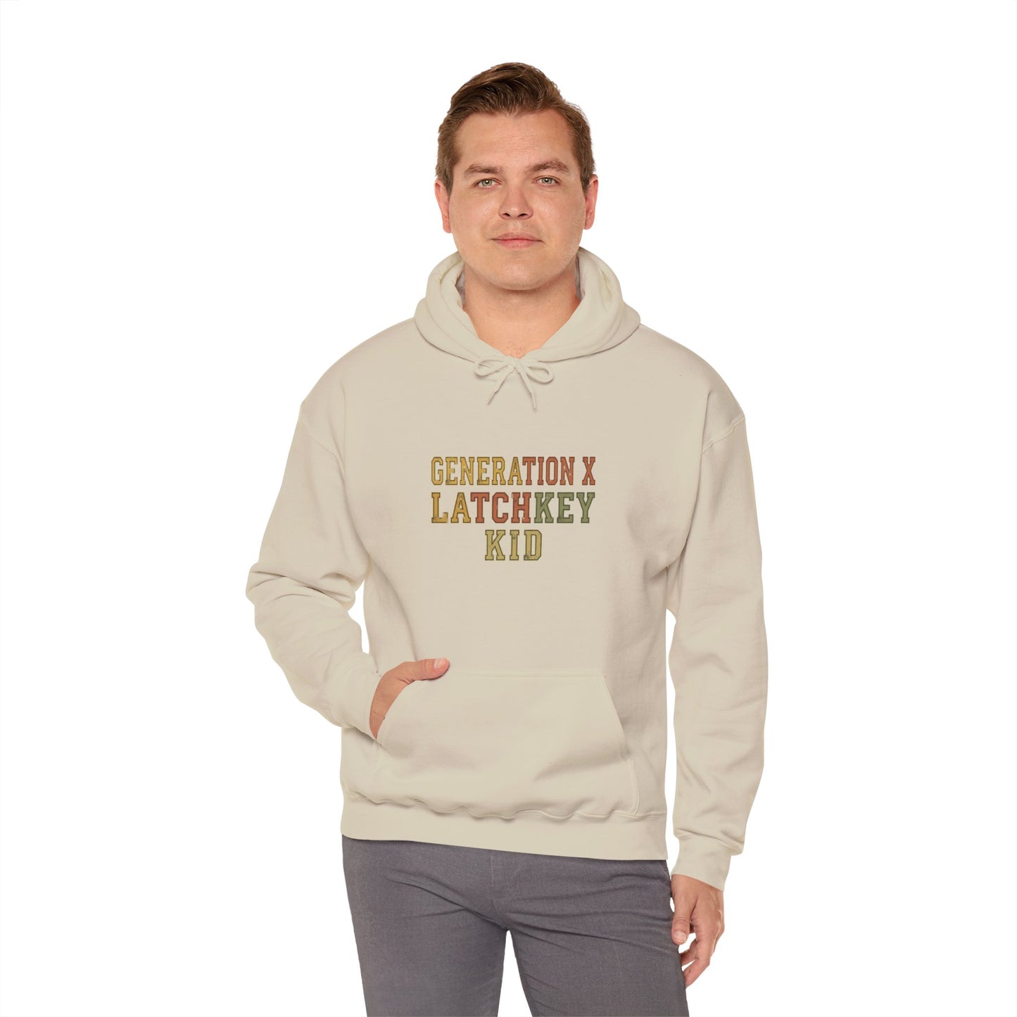 Gen X Latchkey Kid Hoodie — Retro Stencil Graphic Sweatshirt