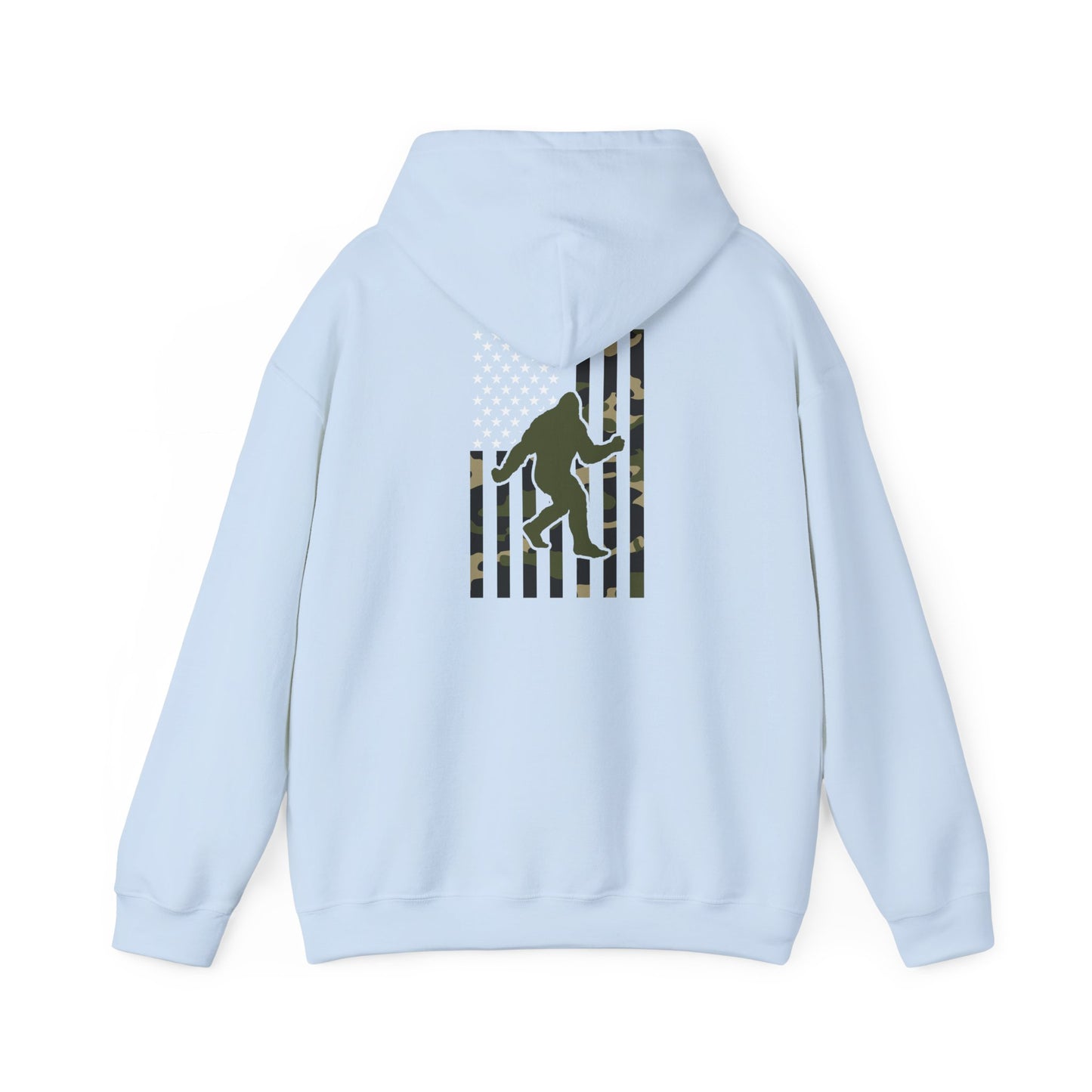 Bigfoot Camo Flag Hoodie – Sasquatch Hunting Outdoor Pullover