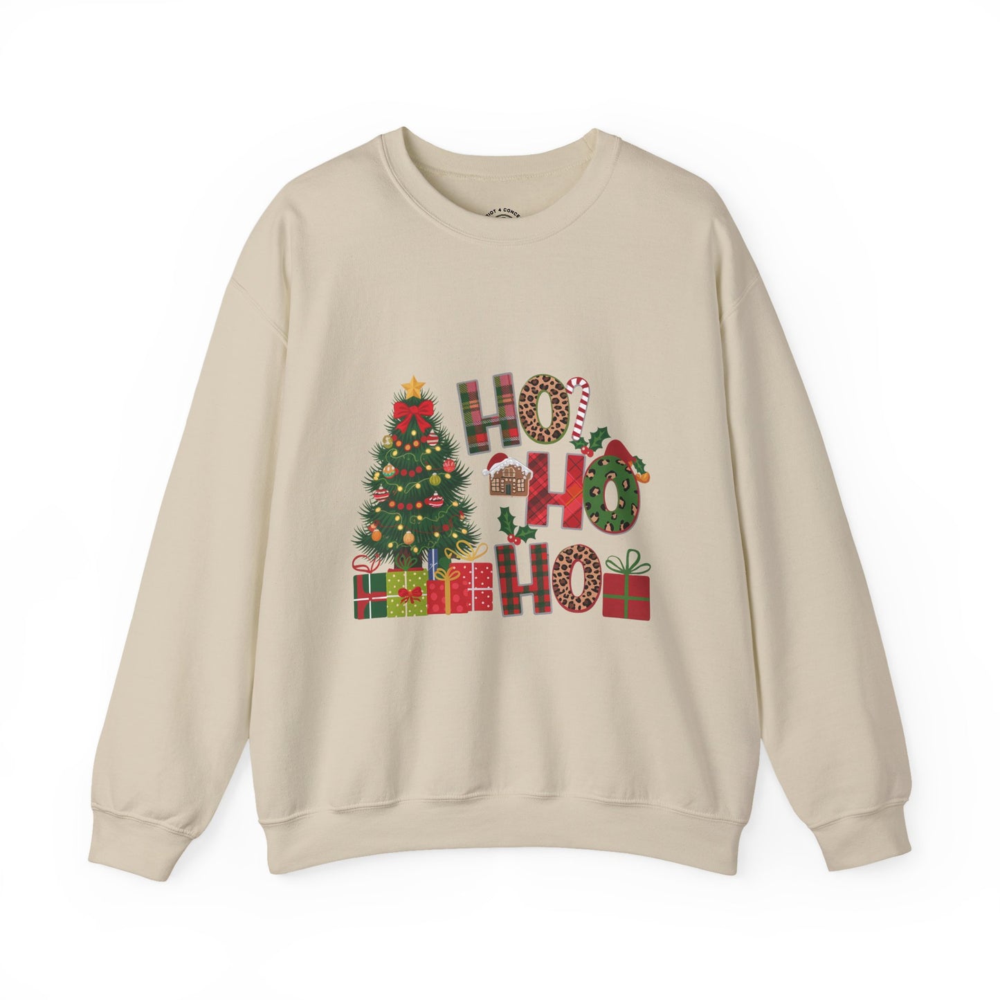 Ho Ho Ho Christmas Sweatshirt – Festive Tree & Gifts Holiday Crewneck