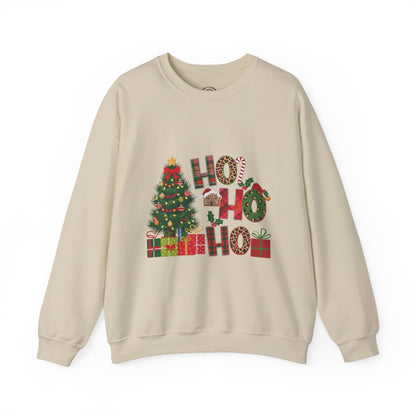 Ho Ho Ho Christmas Sweatshirt – Festive Tree & Gifts Holiday Crewneck