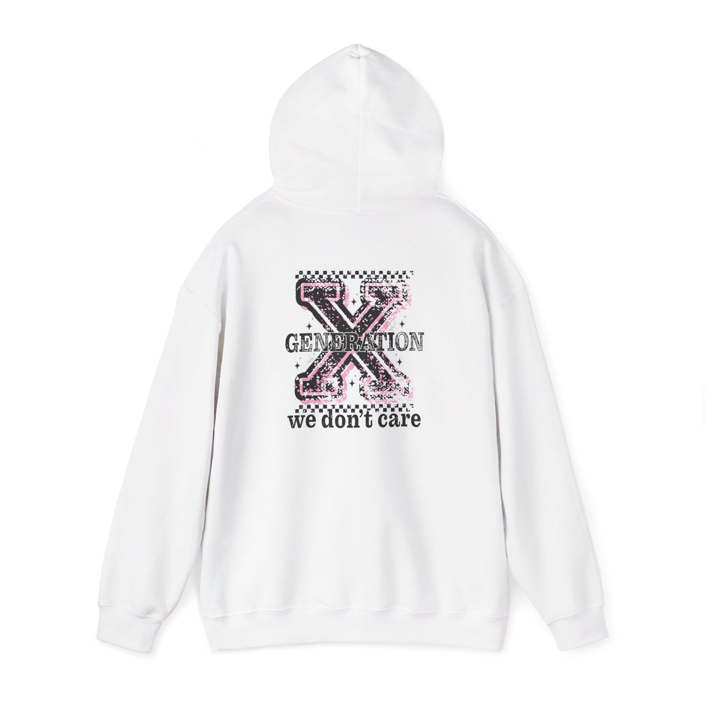 Generation X 'We Don't Care' Hoodie - Retro Grunge X Logo Sweatshirt