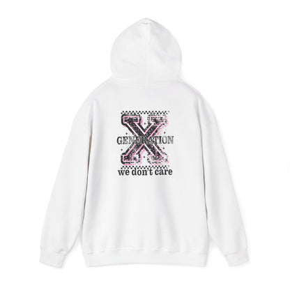 Generation X 'We Don't Care' Hoodie - Retro Grunge X Logo Sweatshirt