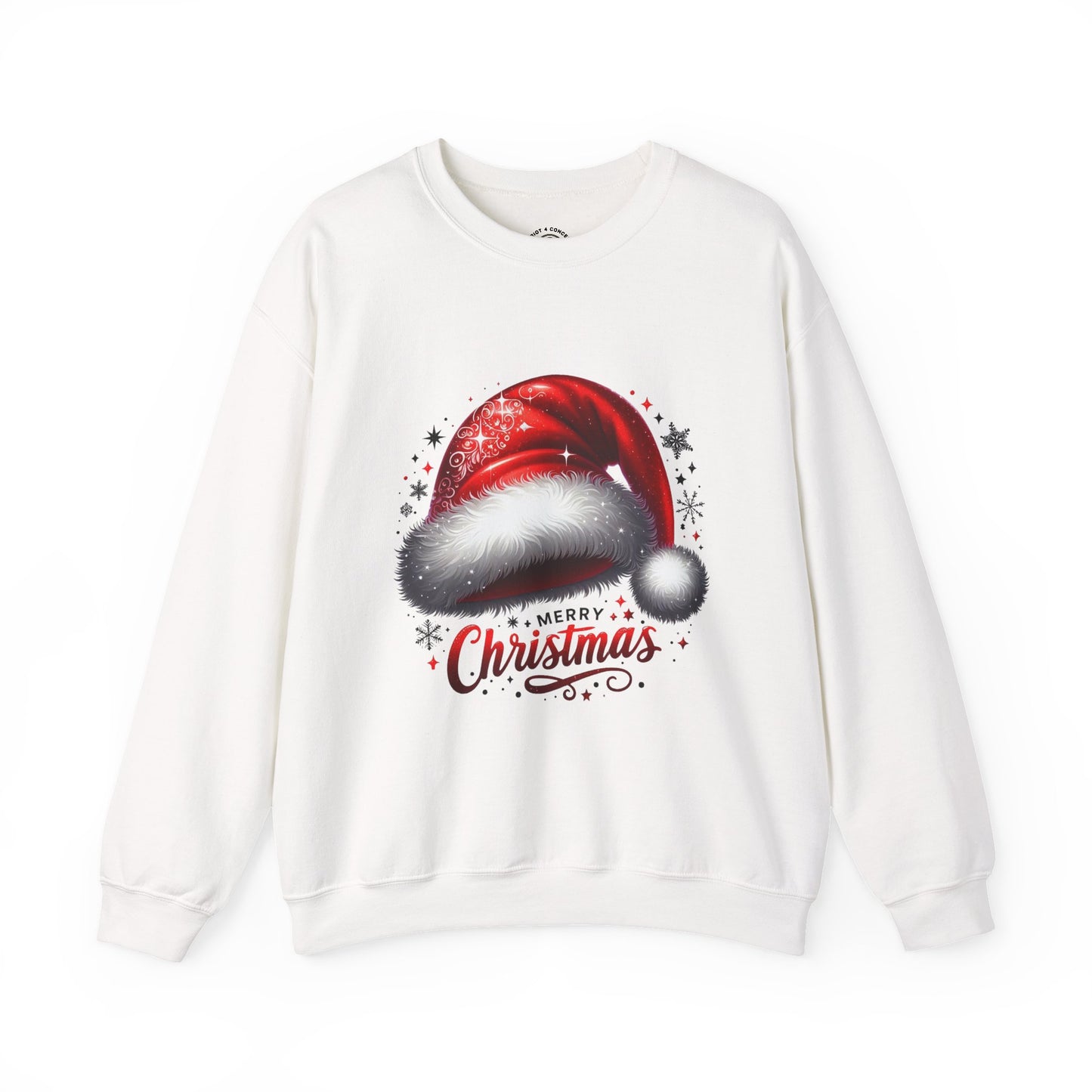 Christmas Sweatshirt - Red Santa Hat "Merry Christmas" Holiday Crewneck