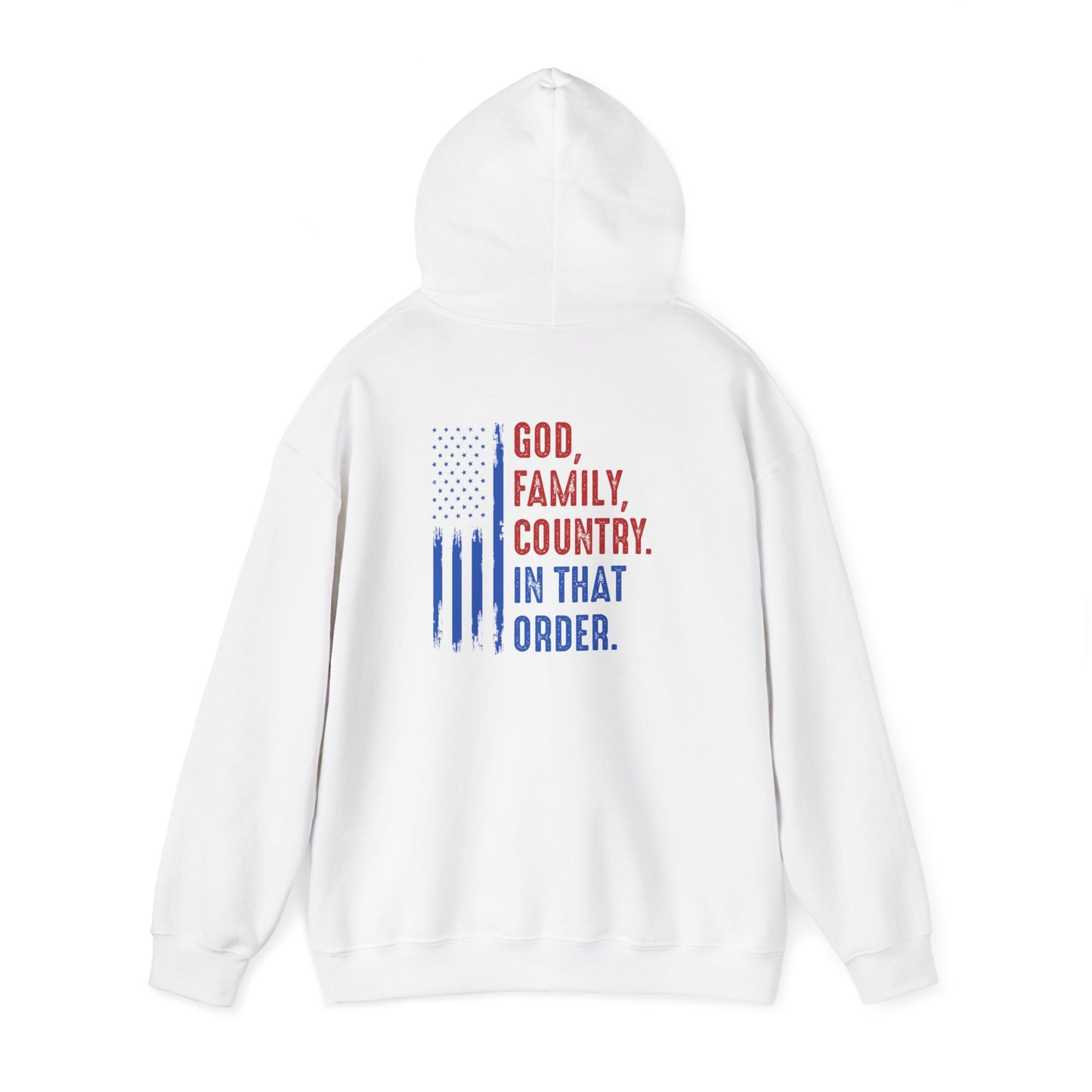 Patriotic "God, Family, Country" Hoodie — American Flag Statement Sweatshirt
