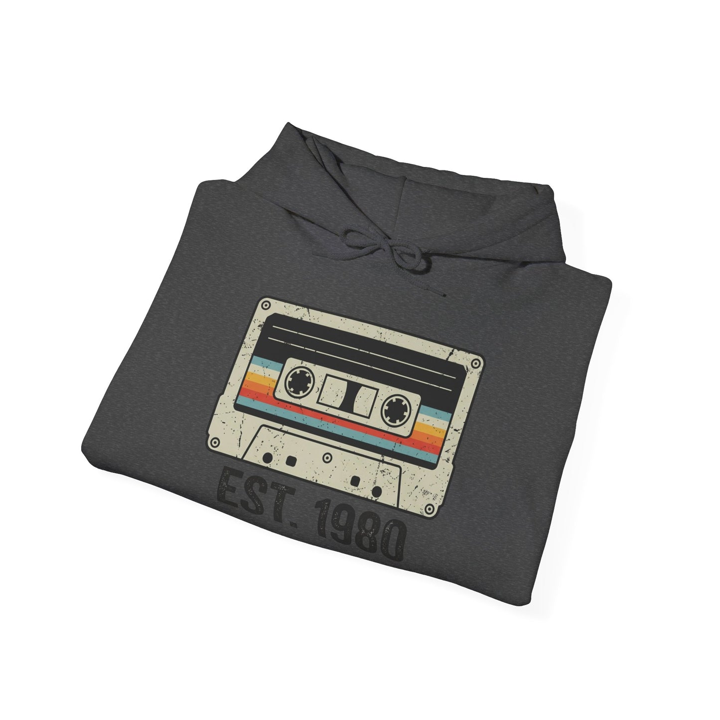 1980 Retro Cassette Hoodie — Est. 1980 Vintage Music Sweatshirt