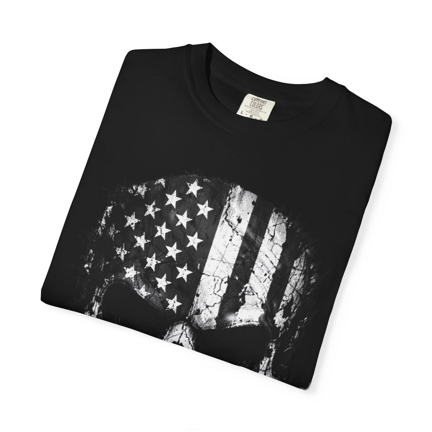 American Flag Skull T-Shirt — Distressed Patriotic Skull Tee
