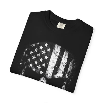 American Flag Skull T-Shirt — Distressed Patriotic Skull Tee