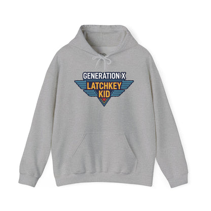 Generation X Latchkey Kid Hoodie — Retro 80s Vintage Logo Sweatshirt