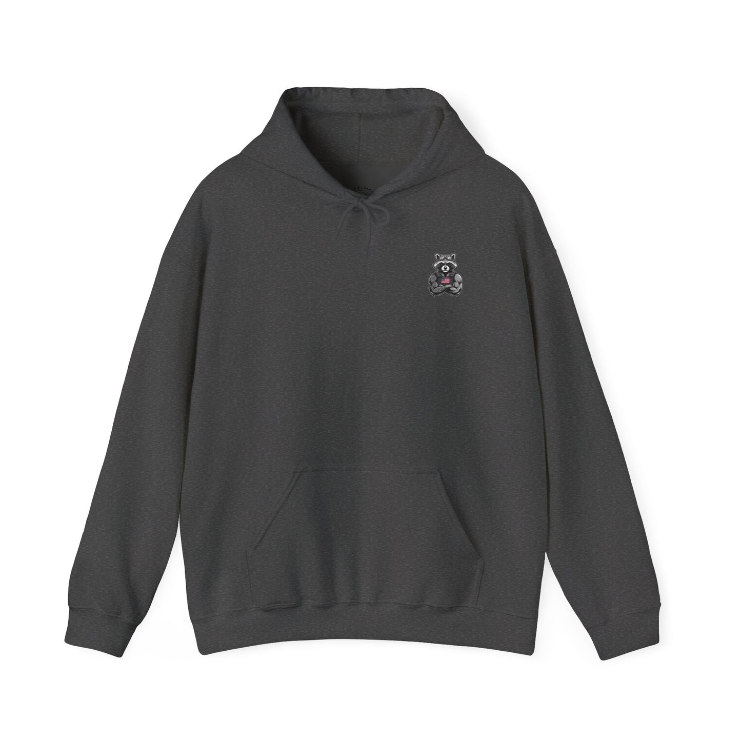 Patriotic Raccoon Hoodie — Black Flag Cross Design