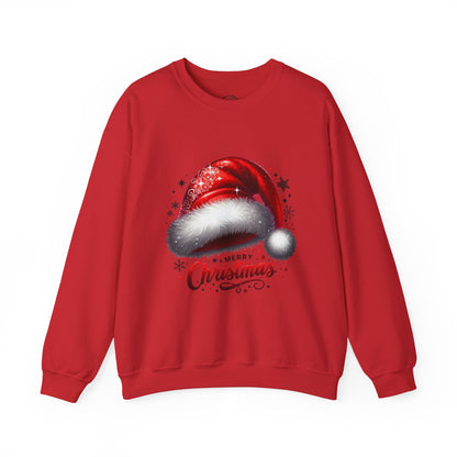 Christmas Sweatshirt - Red Santa Hat "Merry Christmas" Holiday Crewneck