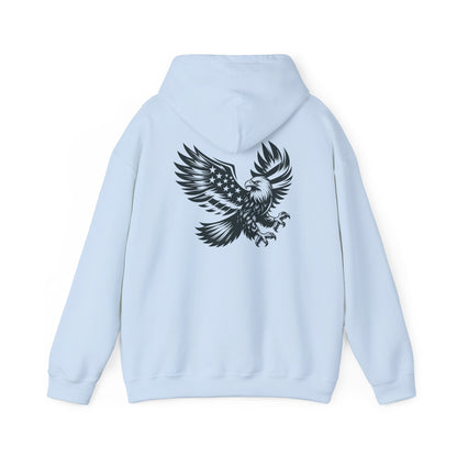 Eagle with American Flag Wings Hoodie — Patriotic Bald Eagle Back Graphic