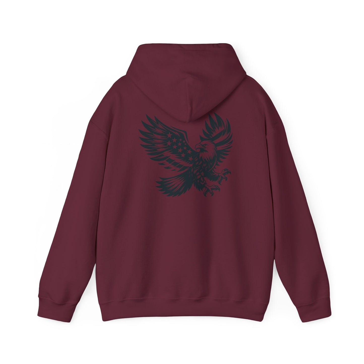 Eagle with American Flag Wings Hoodie — Patriotic Bald Eagle Back Graphic