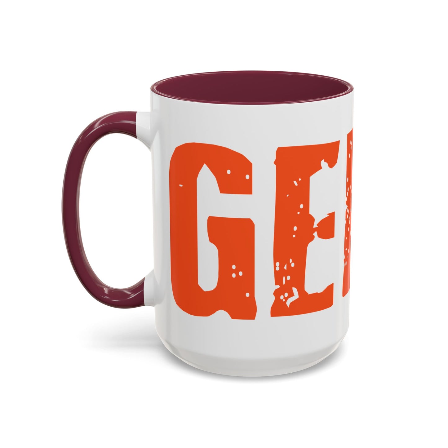 Mug — Bold Distressed Orange Text Coffee Cup (11oz/15oz)