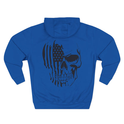 American Flag Skull Hoodie – Patriotic Grunge Fleece Pullover