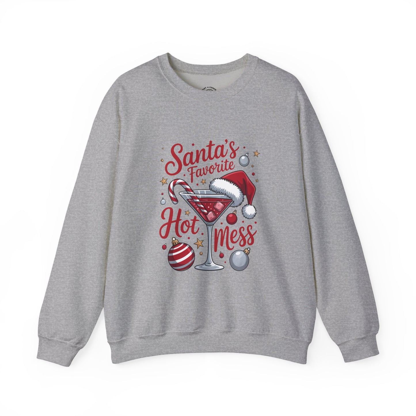 Crewneck Sweatshirt — "Santa's Favorite Hot Mess" Christmas Holiday Sweatshirt