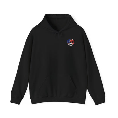 American Flag Skull Hoodie — Patriotic Grunge Pullover