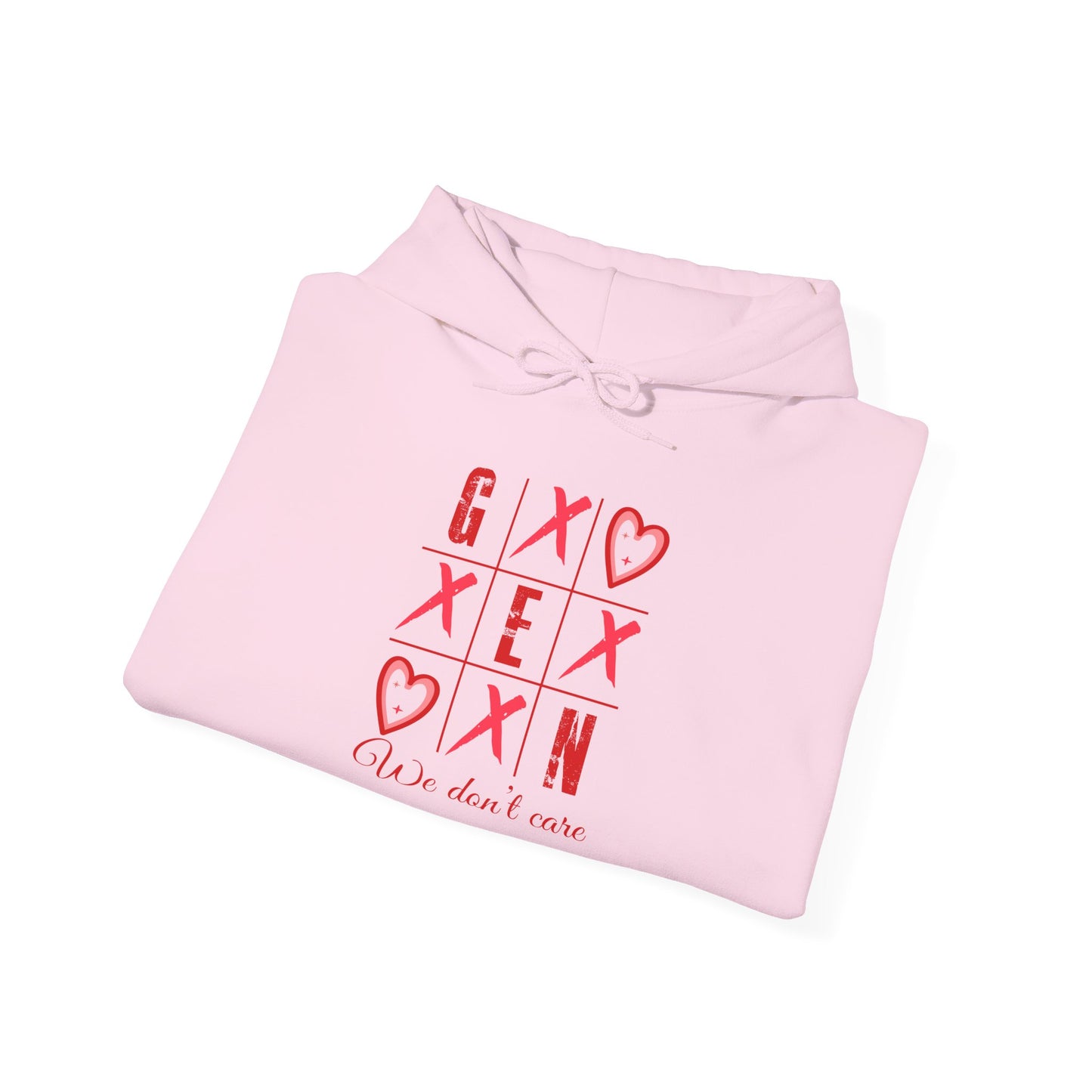 Hoodie — Red XOXO Heart Grid "You Don’t Exist" Graphic Pullover