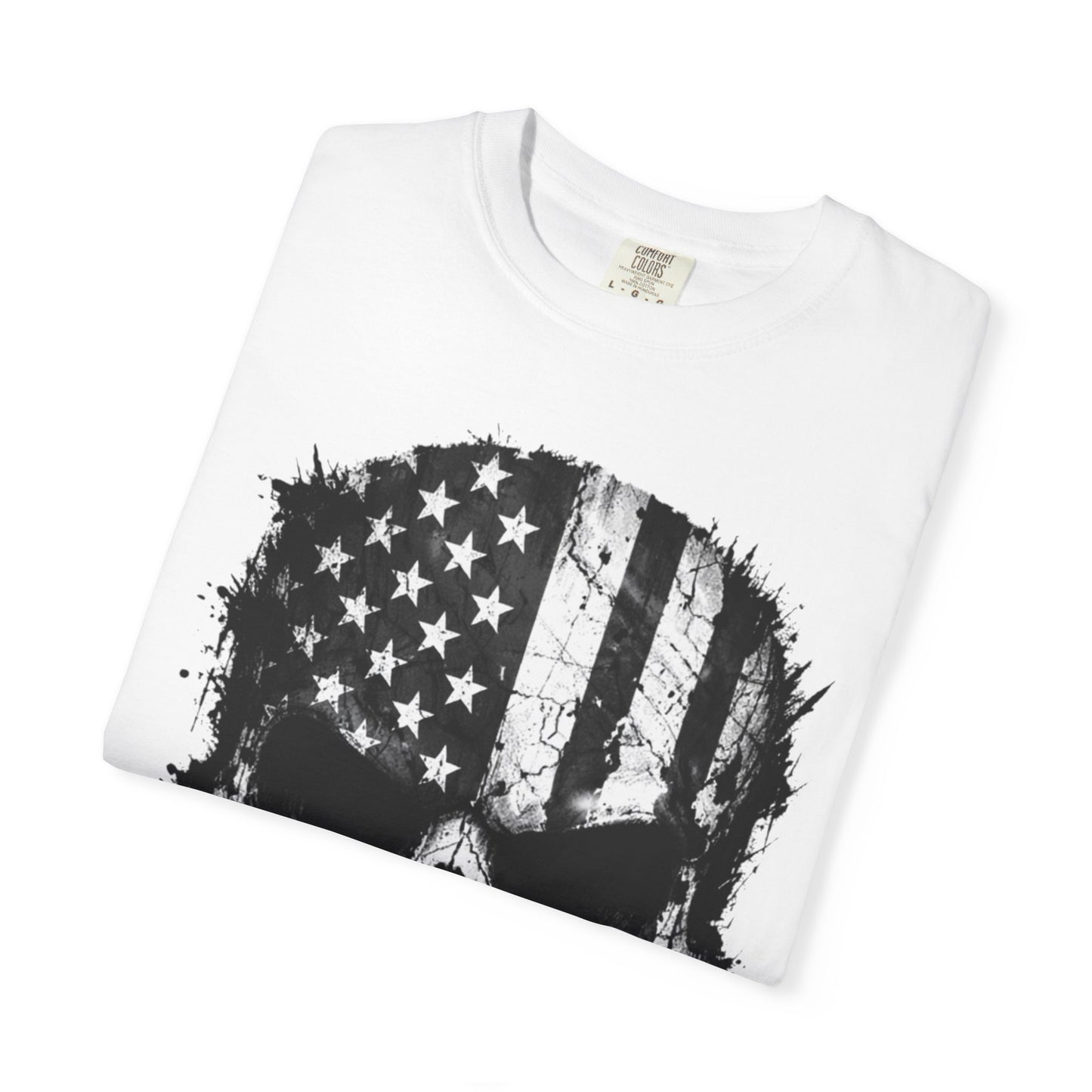 American Flag Skull T-Shirt — Distressed Patriotic Skull Tee