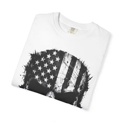 American Flag Skull T-Shirt — Distressed Patriotic Skull Tee