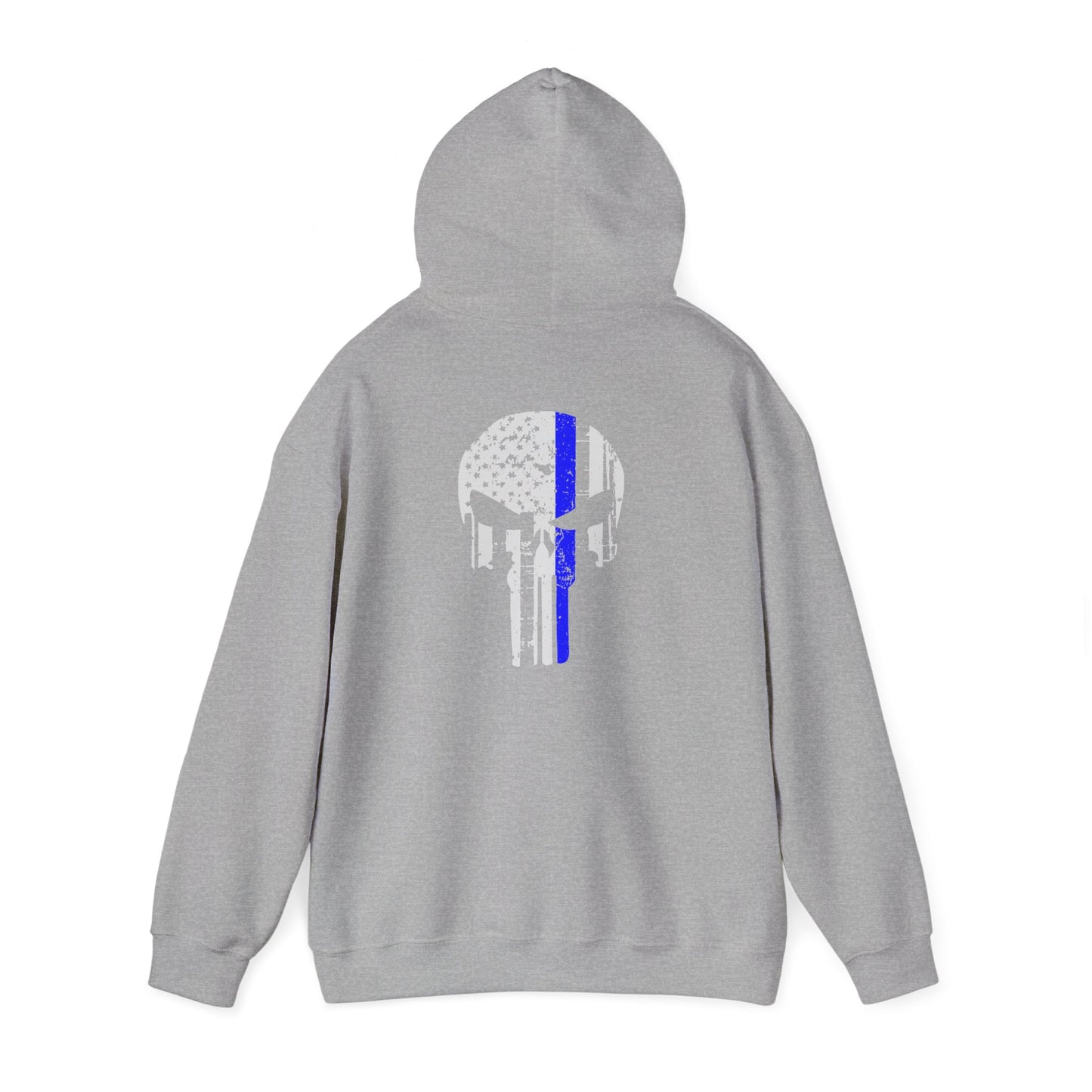 Punisher Skull Hoodie with Thin Blue Line Police Tribute