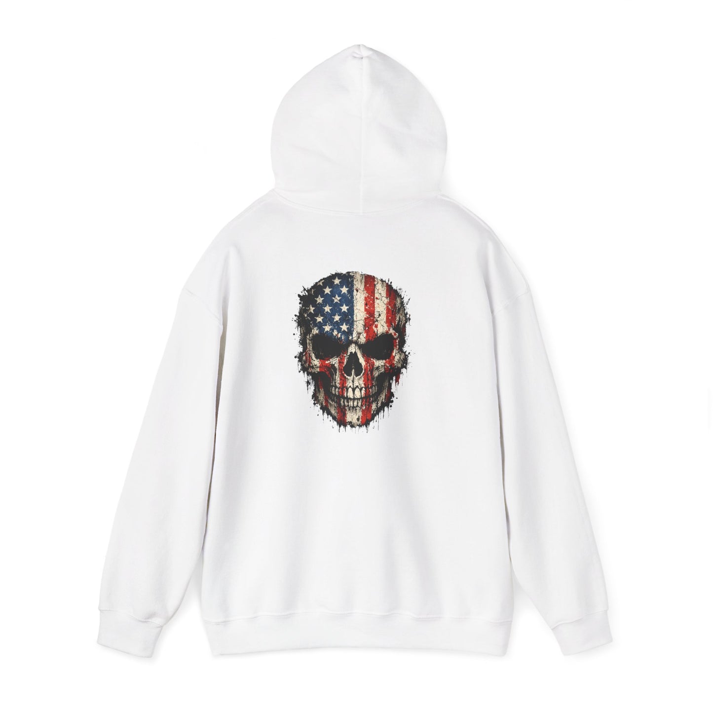 American Flag Skull Hoodie — Patriotic Grunge Pullover