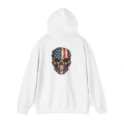 American Flag Skull Hoodie — Patriotic Grunge Pullover