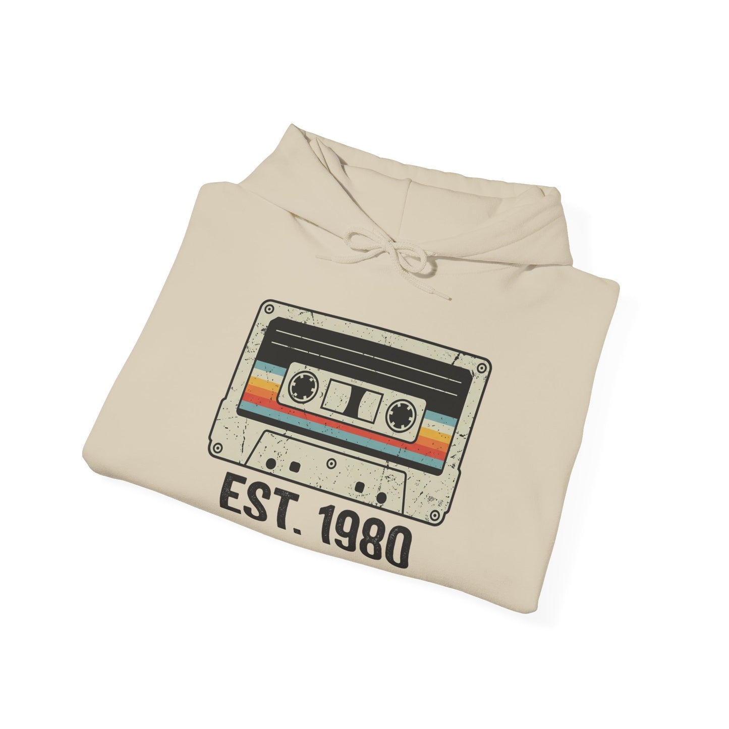 1980 Retro Cassette Hoodie — Est. 1980 Vintage Music Sweatshirt