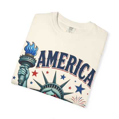 America Statue of Liberty Bubblegum T-Shirt – Land of the Free Patriotic Tee