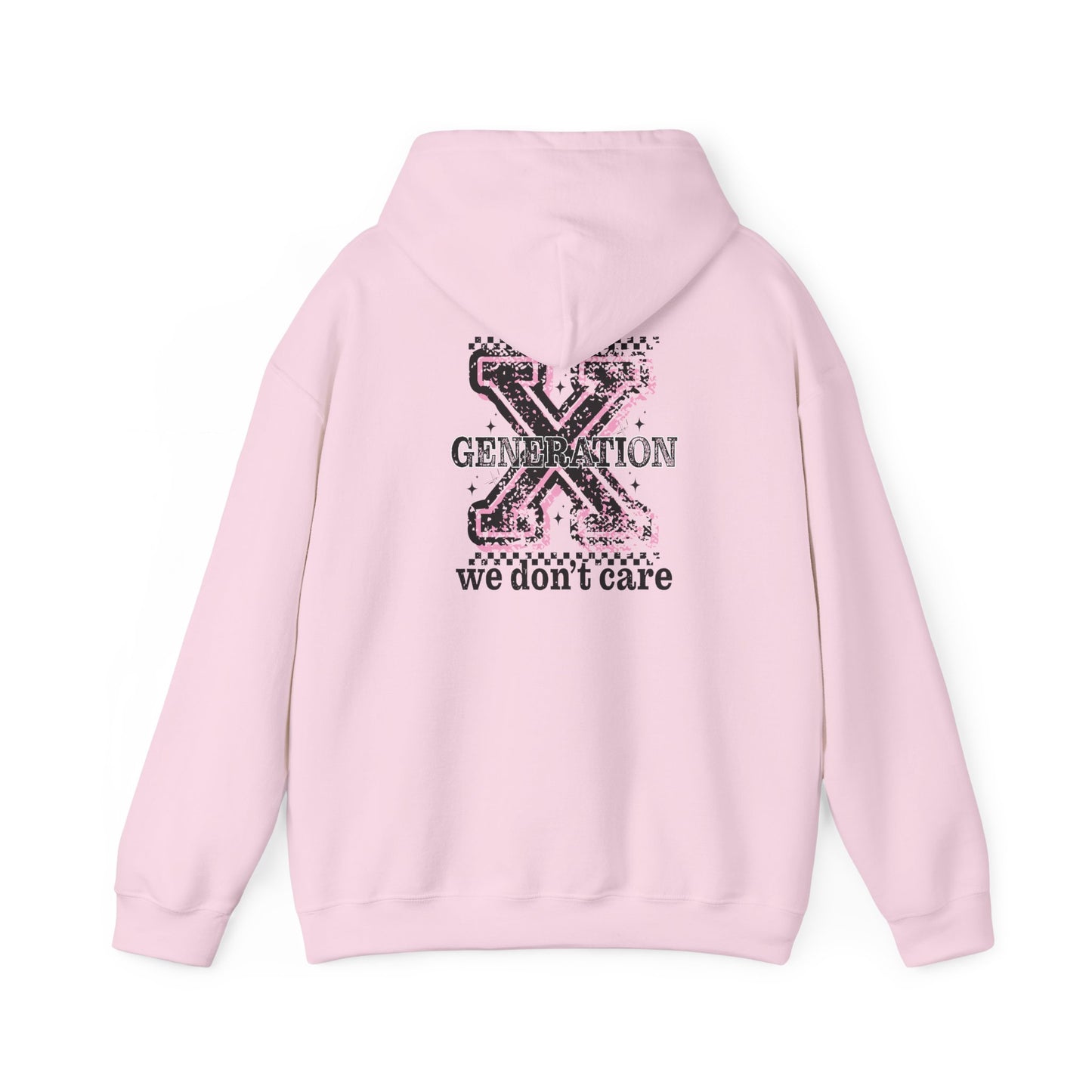 Generation X 'We Don't Care' Hoodie - Retro Grunge X Logo Sweatshirt