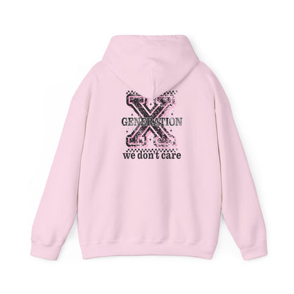 Generation X 'We Don't Care' Hoodie - Retro Grunge X Logo Sweatshirt