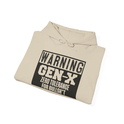 Gen-X Warning Hoodie — "Zero Tolerance for Bullsh*t" Vintage Style Sweatshirt