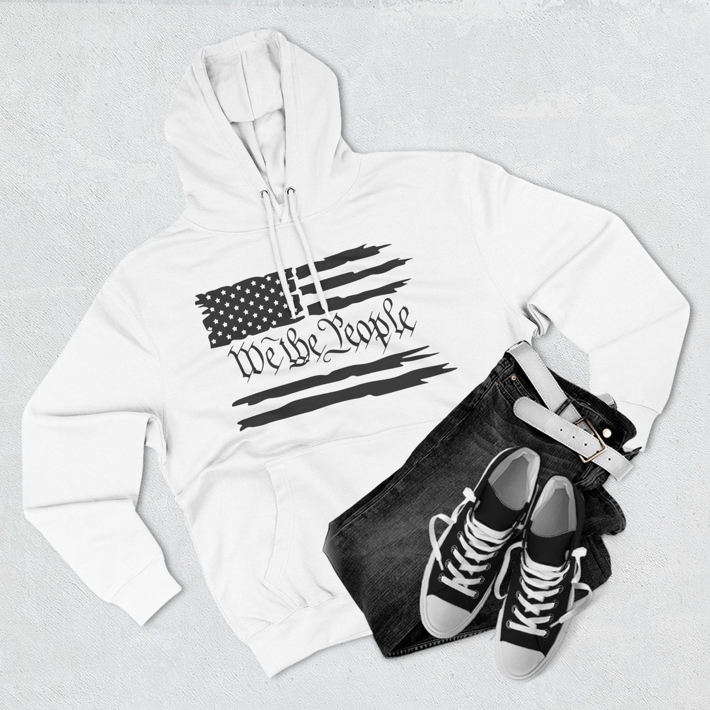 Patriotic "We the People" Hoodie - Distressed American Flag Pullover