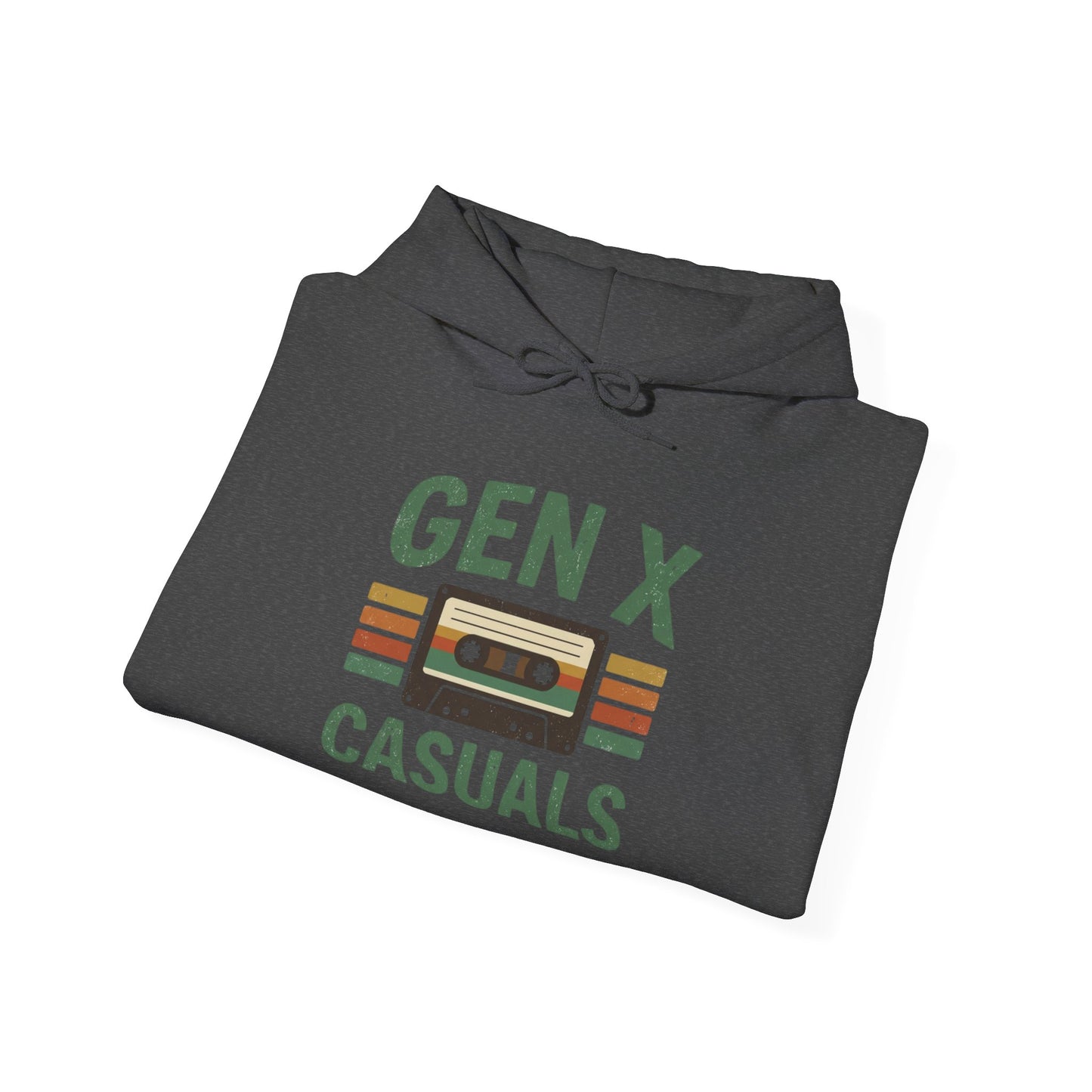 Gen X Casuals Hoodie — Retro Cassette Vintage Sweatshirt for '90s Nostalgia
